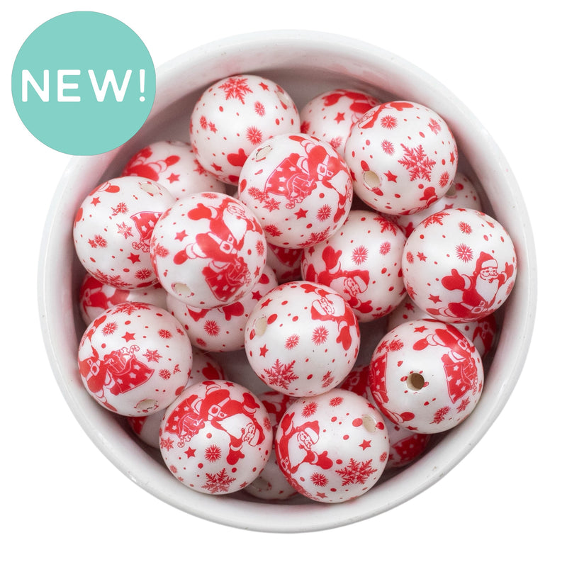 Santa Printed Beads 20mm (Package of 10)