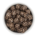Tan Leopard Printed Silicone Beads 15mm