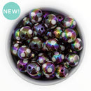 Espresso Iridescent Printed Polka Dot Beads 16mm (Package of 10)
