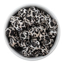 Tan Leopard Printed Hexagon Silicone Beads 14mm (Package of 5)