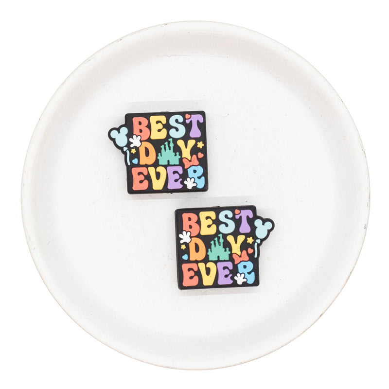 Best Day Ever Silicone Focal Bead 24x29mm (Package of 2)