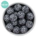 White w/Black Leopard Printed Beads 20mm (Package of 10)