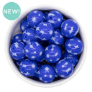 Royal Blue & White Firework Overlay Printed Beads 20mm (Package of 10)