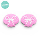 3-D Shell w/Pearl Bow Silicone Focal Bead 32x26x13mm (Package of 2)