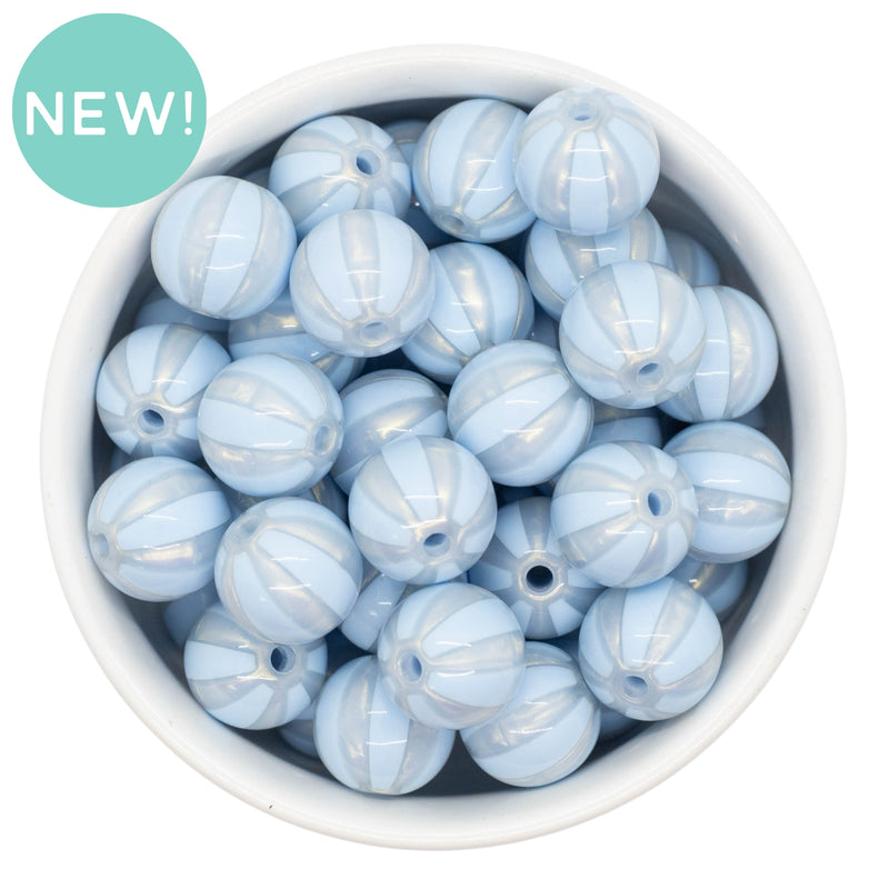 Light Blue & Gold Shimmer Beach Ball Beads 16mm (Package of 10)