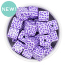 Purple Animal Print Square Beads 16mm Square, 20mm Diagonal (Package of 10)