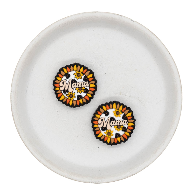 Boho Sunflower Mama Silicone Focal Bead 27mm (Package of 2)