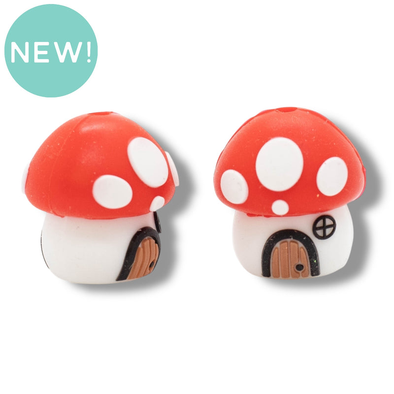 3-D Mushroom House Silicone Focal Bead 22x20x20mm (Package of 2)