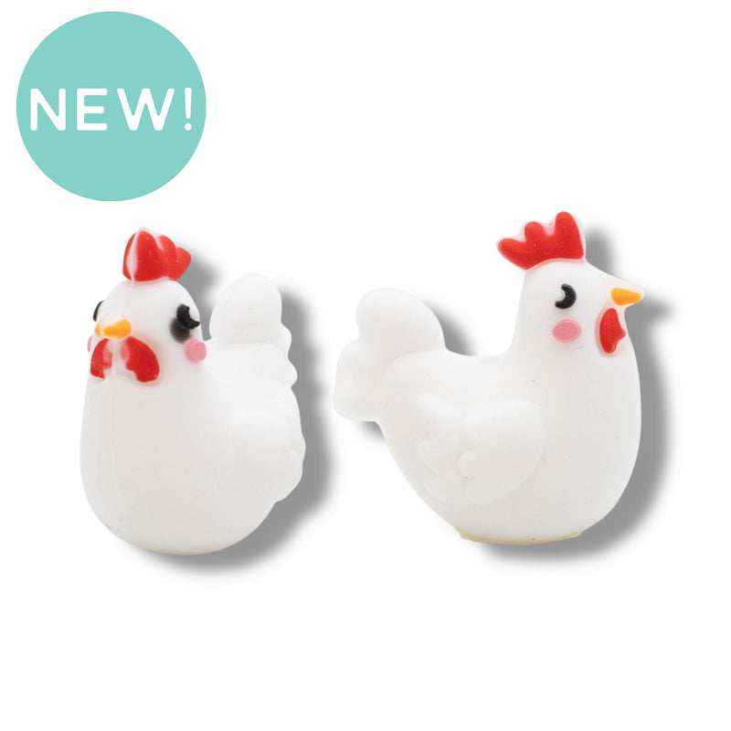 3-D Chicken Silicone Focal Bead 27x28x18mm (Package of 2)