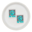 Black & White Check Dog Mama Silicone Focal Bead 30x26mm (Package of 2)