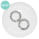 White w/Black Splatter Print Jumbo Silicone Ring Bead 64mm (Package of 2)