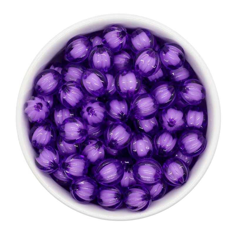 Violet Translucent Pumpkin White Core Beads 12mm (Package of 20)