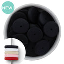 Black Coin Silicone Spacer Beads 25x5mm (Package of 5)