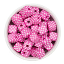Hot Pink and White Check Square Beads 14mm Square, 16mm Diagonal (Package of 10)