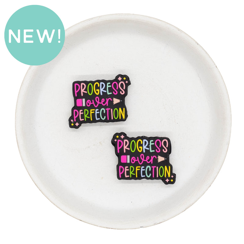Progress Over Perfection Pencil Silicone Focal Bead 23x30mm (Package of 2)