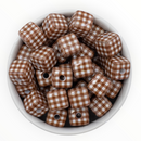 Brown Gingham Square Beads 14mm Square, 16mm Diagonal (Package of 10)