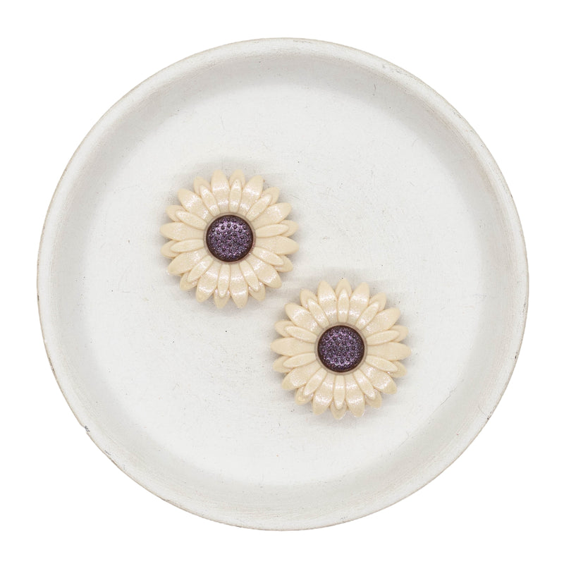 Shimmery Neutral Flower Silicone Focal Bead 29mm (Package of 2)