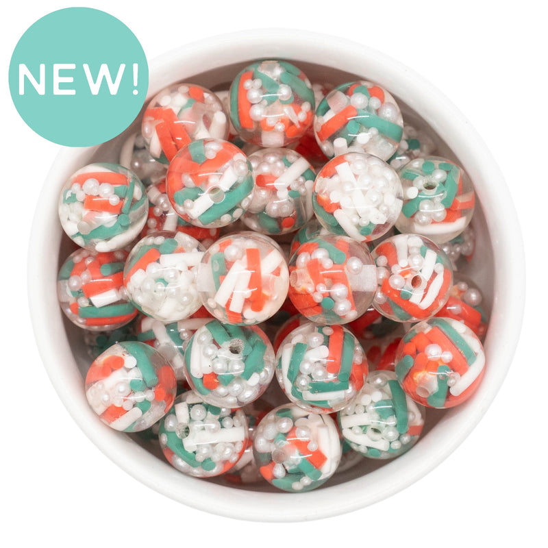 Suspended Christmas Sprinkles Confetti 16mm Bead Mix (Package of 10)