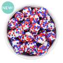 Red, White & Blue Opaque Confetti Rhinestone Beads 16mm (Package of 10)