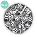 Black Swirl Stripe Printed Silicone Beads 15mm (Package of 10)