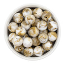 White /Tawny Brown Marble Beads 16mm (Package of 10)
