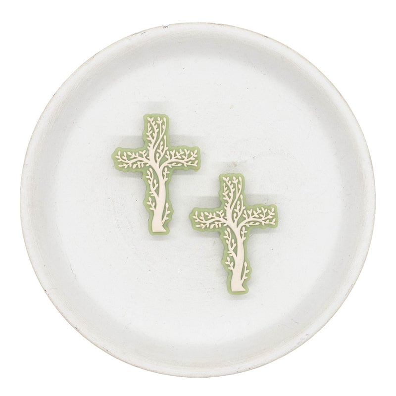 Tree Cross Silicone Focal Bead 36x26mm (Package of 2)