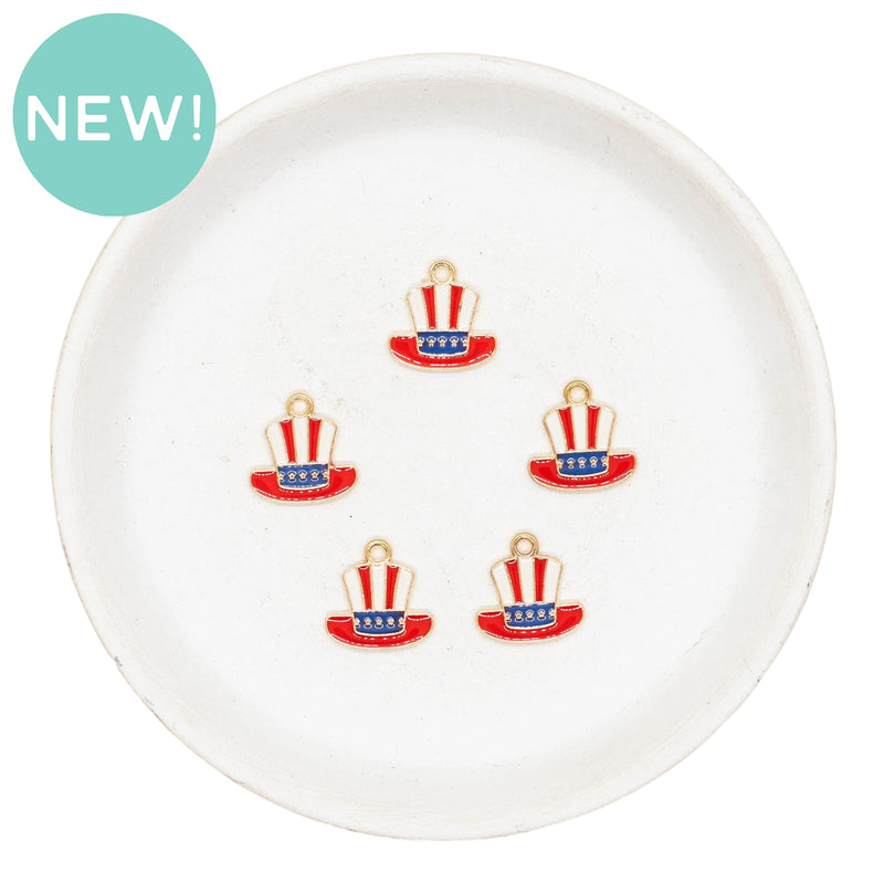 Uncle Sam's Hat Enamel Charm 15mm (Package of 5)