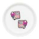 Teacher Notebook with Black & White Check Pencil Silicone Focal Bead 26x27mm (Package of 2)