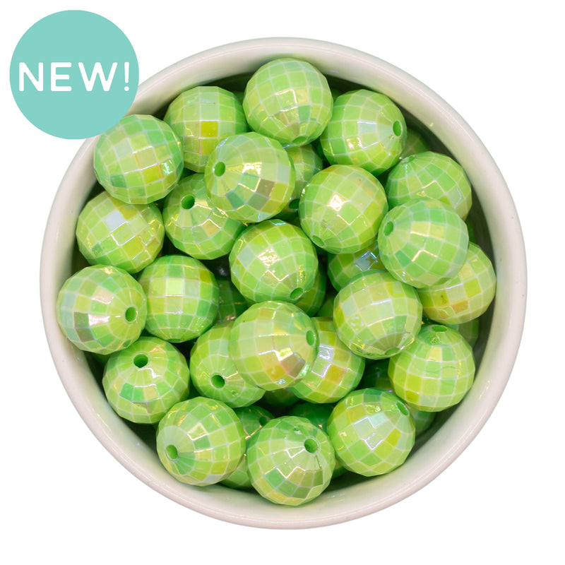 Lime Green Iridescent Disco Beads 16mm (Package of 10)