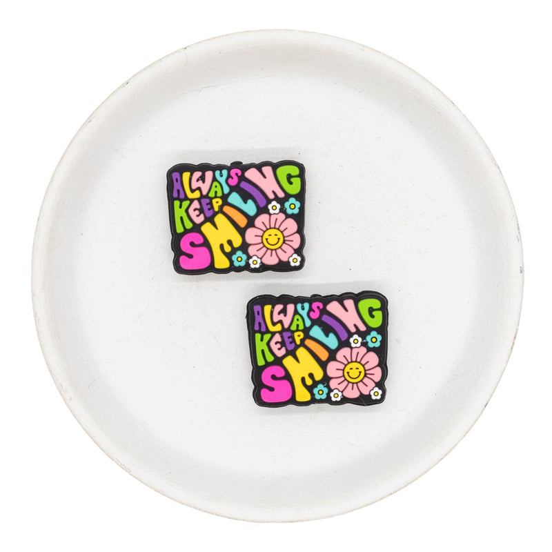 Always Keep Smiling Silicone Focal Bead 23x30mm (Package of 2)