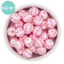 Shades of Pink Check Printed Silicone Beads 15mm (Package of 10)