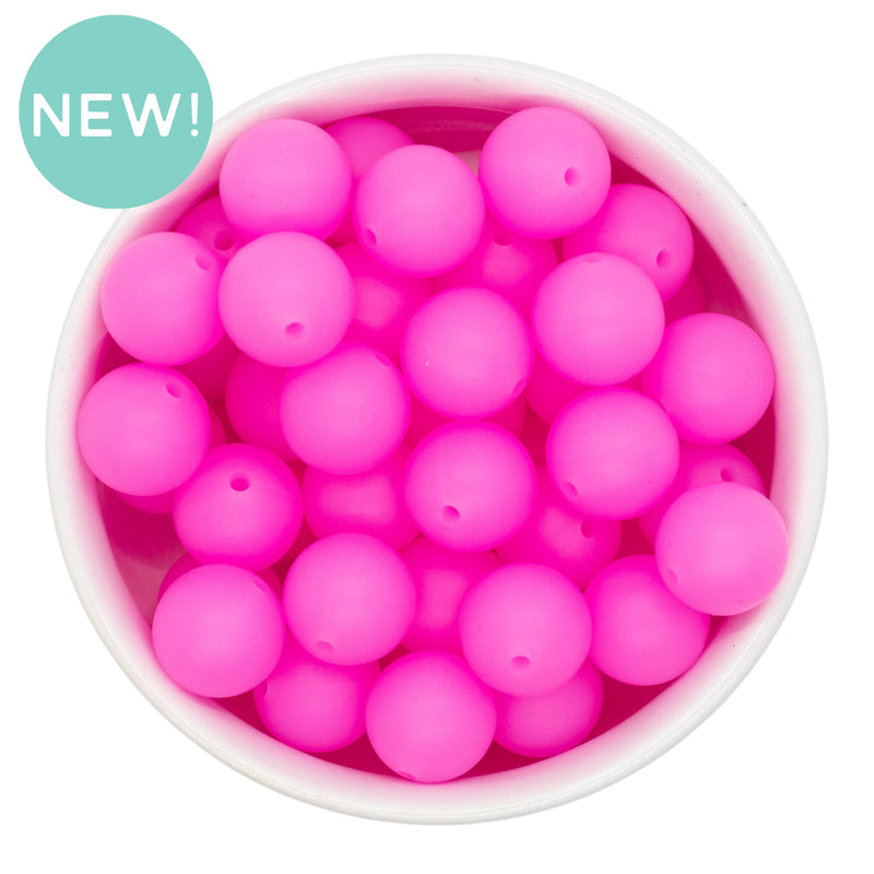 Glow in the Dark Neon Hot Pink Silicone Beads 15mm (Package of 10)