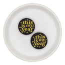 Black Glitter w/Gold This is My Year Silicone Focal Bead 29mm (Package of 2)