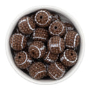 Clear Rhinestone on Football Printed Beads 20mm (Package of 10)