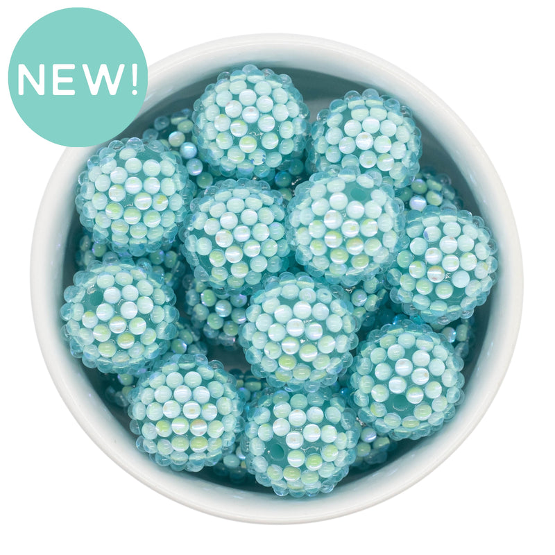 Robin Egg Pebbled Illusion Rhinestone Beads 20mm (Package of 5)
