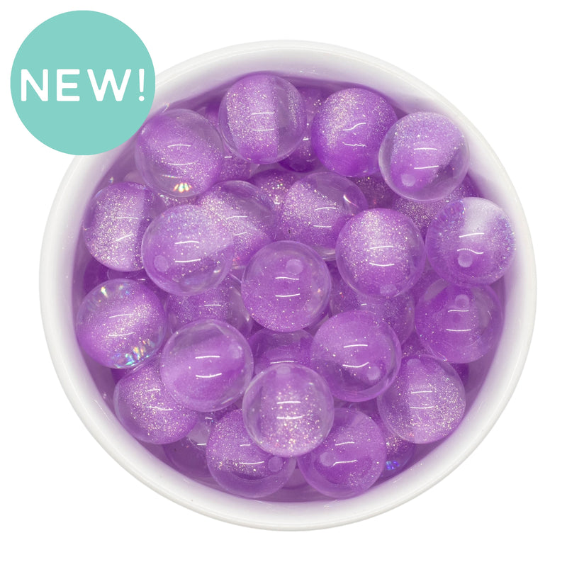 Lilac Color Core Glitter Illusion Beads 16mm (Package of 10)