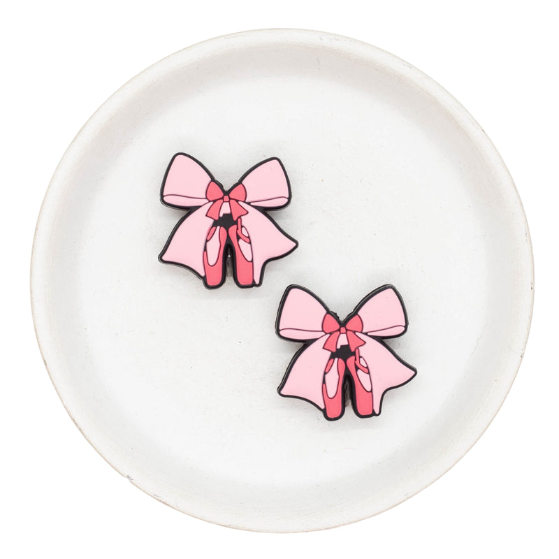 Ballet Slippers w/Bow Silicone Focal Bead 28x29mm (Package of 2)