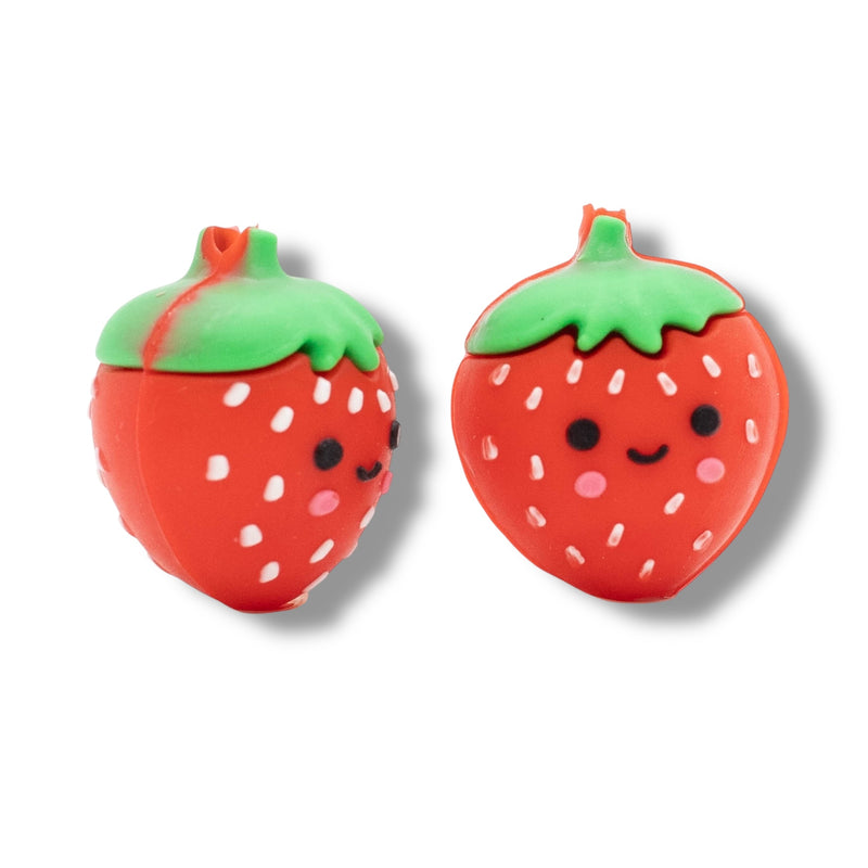 3-D Strawberry Silicone Focal Bead 27x22x21mm (Package of 2)