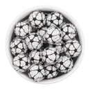 Clear Rhinestone on Soccer Printed Beads 20mm (Package of 10)