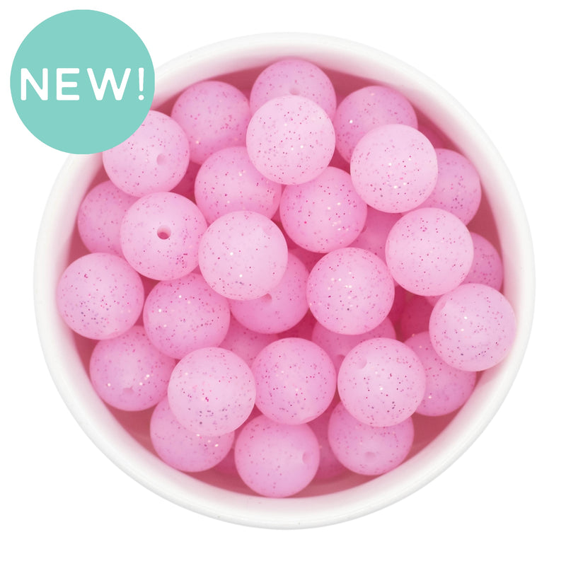Light Fuchsia Glitter Silicone Beads 15mm (Package of 10)