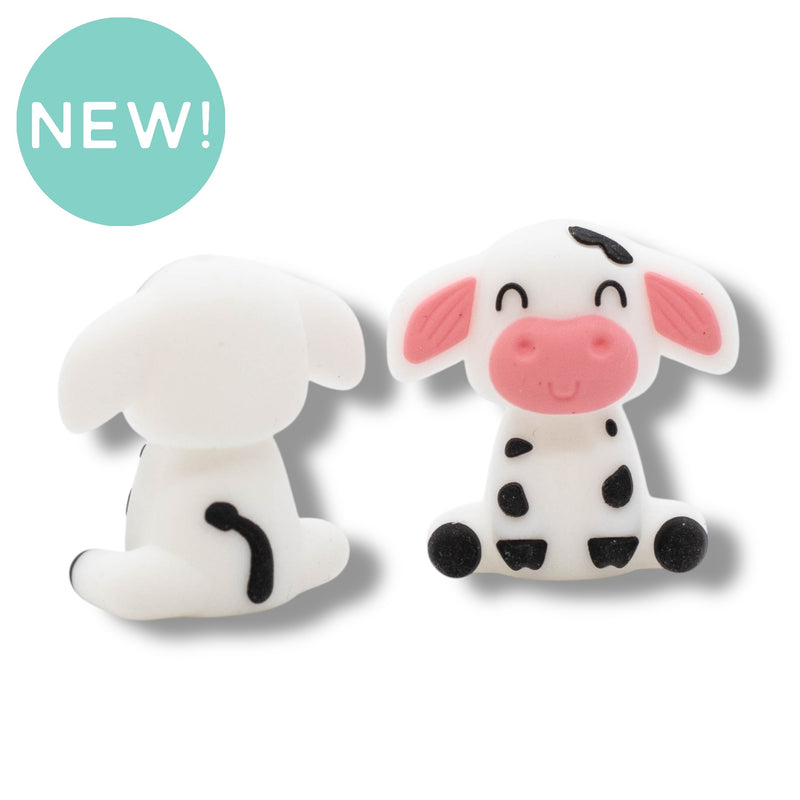 3-D Sitting Cow Silicone Focal Bead 29x28x14mm (Package of 2)
