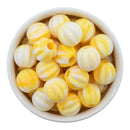 Yellow Marbled Pumpkin XL Hole Beads 18mm (Package of 10)