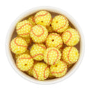 Clear Rhinestone on Softball Printed Beads 20mm (Package of 10)