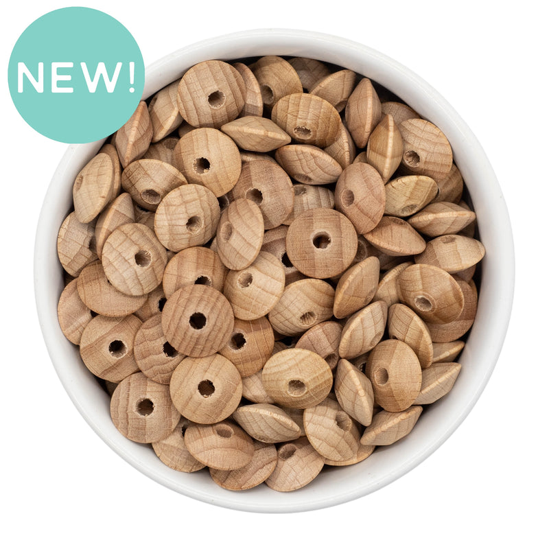Lentil Wood Beads 13x6mm (Package of 20)