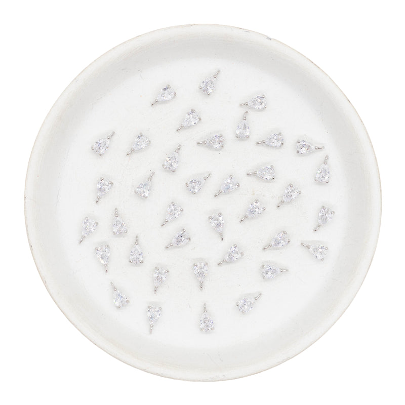 Bitty Clear Crystal Drop Charm 8x5mm (Package of 5)