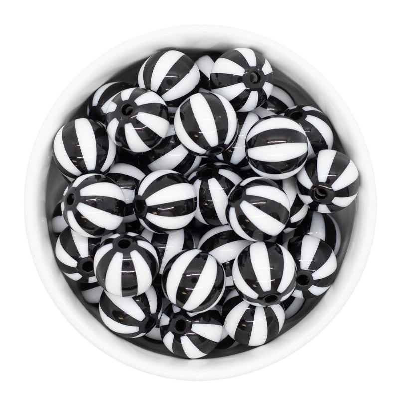Black and White Beach Ball Beads 16mm (Package of 10)