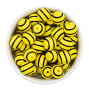 Yellow w/Black Stripe Silicone Beads 15mm (Package of 10)