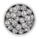 Black & White Smiley Printed Silicone Beads 15mm