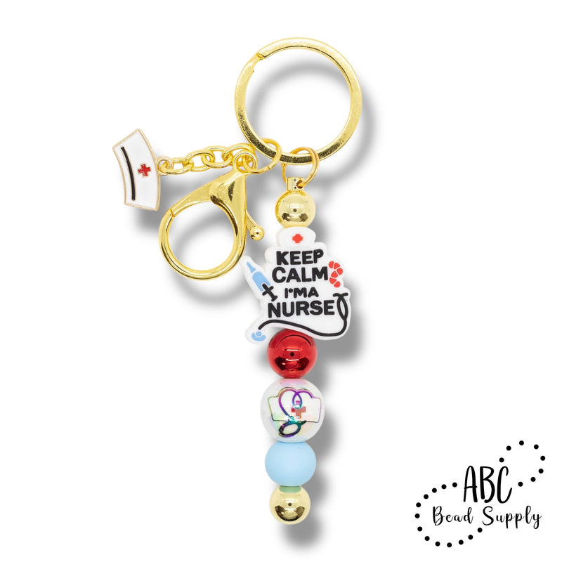 Keep Calm I'm a Nurse Silicone Focal Bead 25x28mm (Package of 2)
