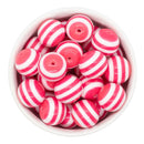 Hot Pink and White Stripe Beads 20mm (Package of 10)